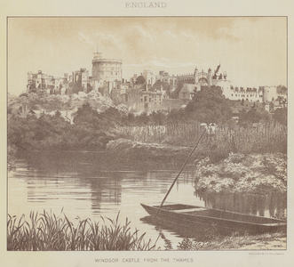 England, Windsor Castle from the Thames (litho)