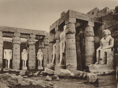 Luxor, General View of the Statues of Rameses II (b/w photo)
