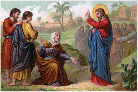 Religion. New Testament. Jesus Chist annouces to the sons of Zebedee (Saint John and James) his crucifixion and resurrection. Imagery, France, c.1890 (print)