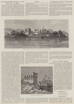 The proposed Nile reservoir and the destruction of Philae (engraving)