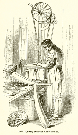 Cutting Ivory for Knife-Handles (engraving)