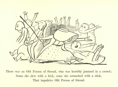 There was an Old Person of Stroud, who was horribly jammed in a crowd (litho)