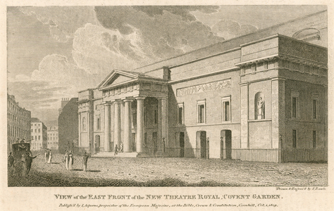 View of the east front of the new Theatre Royal, Covent Garden, London (engraving)