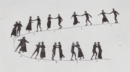 Skating with Bror Meyer: Commencement of the Waltz (b/w photo)