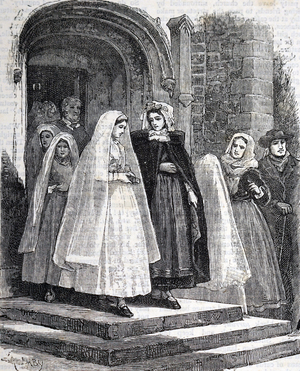 Girls returning from confirmation, 1883