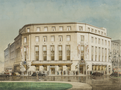 The Royal Insurance Company, Plymouth, designed by design by Thomas Smith Tait, 1949 (pencil, watercolour & gouache on paper)