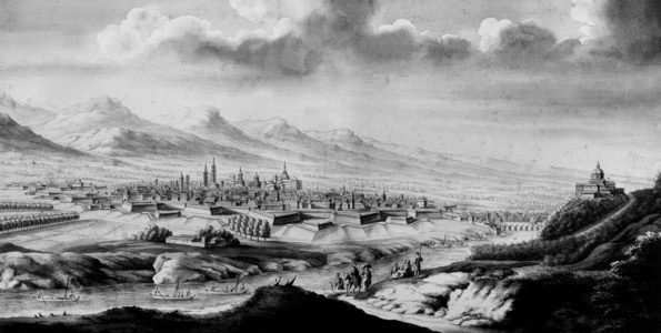 Turin, Italy : general View, 18th century, engraving