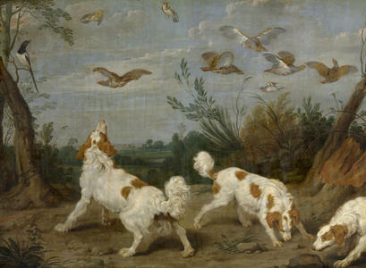 Partridge Hunt (oil on canvas)