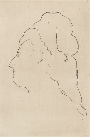 Eva Gonzales, profile turned to the left, 1870 (etching)