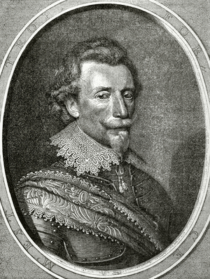 Portrait of Ernst Graf von Mansfeld, German military commander (engraving)
