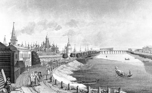 View of the Kremlin along the Moskova river in Moscow 19th century