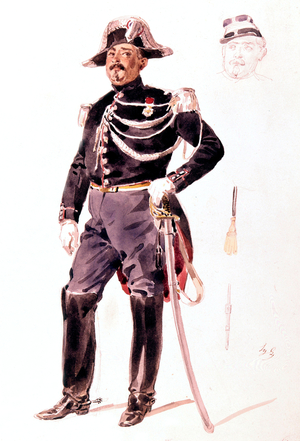 captain of French police force wearing regala uniform at the time of the 2nd Empire (1852-1870)