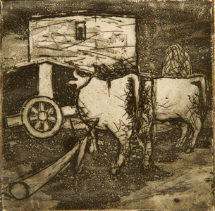 Oxen, 1954 (etching & aquatint)