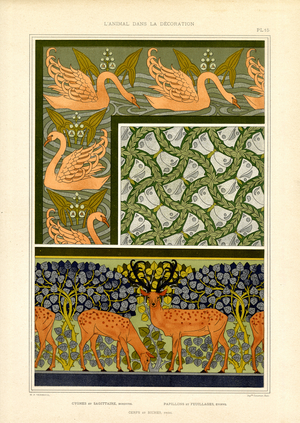 Nature-Inspired Art Nouveau Patterns with Animal Motifs (litho)