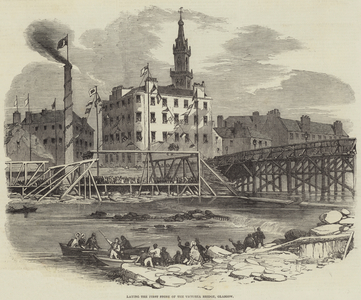 Laying the First Stone of the Victoria Bridge, Glasgow (engraving)