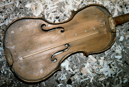 A violin being repaired: