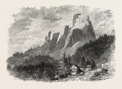 Torre D' Averan, Dolomites, Italy, 19th Century Engraving