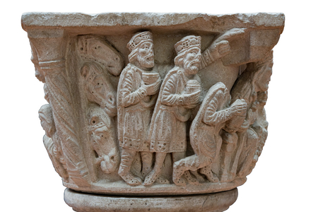 Nativity and stories of the Childhood of Christ, detail, second part of the 12th century (sculpture)
