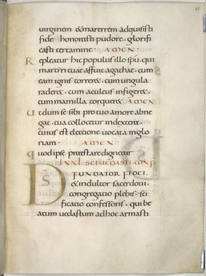 Text page with initial 'D', from 'The Benedictional of St. Aethelwold' (vellum)