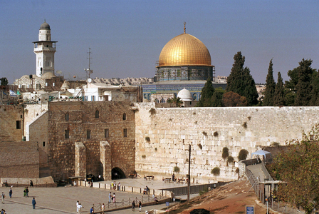 Wailing Wall and Dome of the Rock on the Temple Mount in Jerusalem, building, exterior, exterior view ..., 1999 (photo)