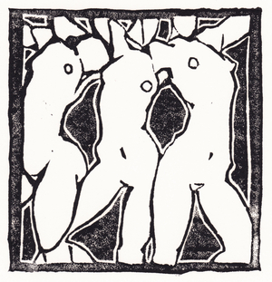 Posing Figures, 1991 (linocut)