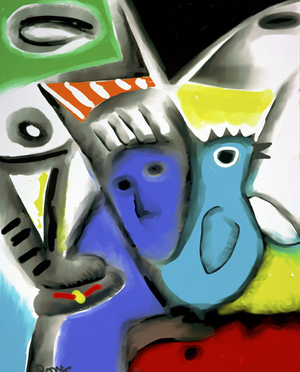 Red Face, Blue Bird, 1996 (computer graphics)