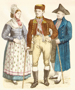 Fashion in Germany, 19th century (copper plate print)