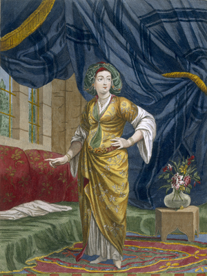 Greek Woman in her Apartment, c.1708 (coloured engraving)