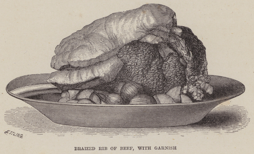 Braized Rib of Beef, with Garnish (engraving)