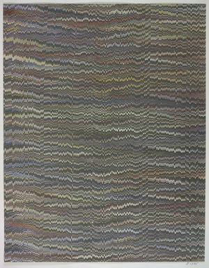 Collection of Decorated papers. Marbling: Industrial & 19th Century. A fine pattern with graduated colour. Diamond shapes, horizontal.