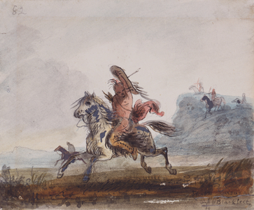Snakes Pursued by Blackfeet, c.1837 (watercolour on paper)