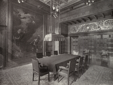 Le Palais de la Paix / The Peace Palace, The Hague: Conference-room small Hall of Justice (b/w photo)
