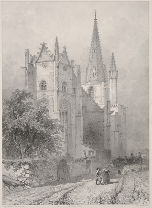 Hennebont Church, Brittany, 1845-1846 (lithograph)