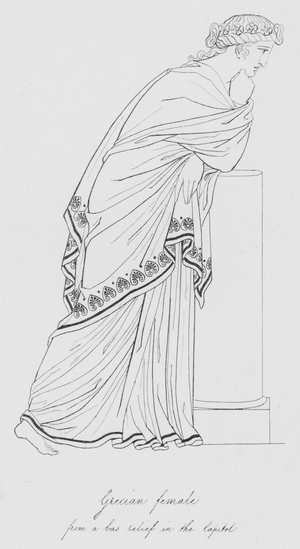 Grecian female, from a bas relief in the Capitol (engraving)