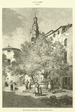 Place du Marche, a San-Remo (engraving)
