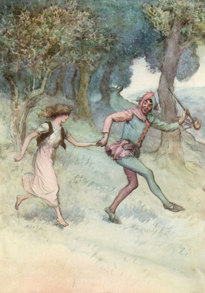 Illustration for Shakespeare's As You Like It (colour litho)