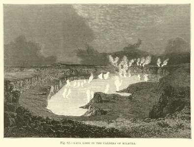 Lava lake in the Caldera of Kilauea (engraving)