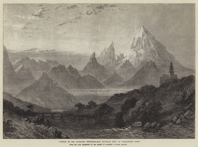 Sunrise on the Watzmann, Berchtesgaden, Bavarian Alps (engraving)