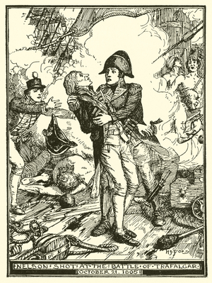 Nelson Shot at the Battle of Trafalgar, October 21, 1805 (engraving)