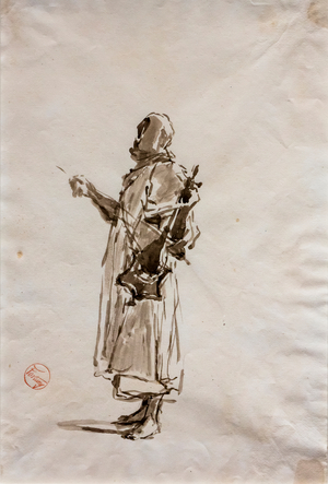 Study for the painting "Arab Musicians", circa 1872 (ink wash on paper)