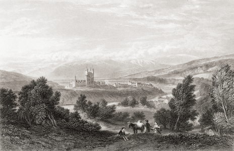 Balmoral Castle, Royal Deeside, Aberdeenshire, Scotland, in the 19th century, after a 19th century print
