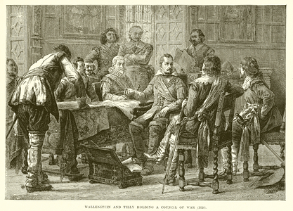 Wallenstein and Tilly holding a council of war (1626) (engraving)