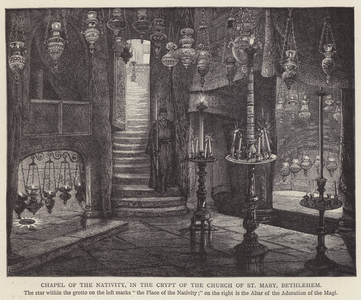 Chapel of the Nativity, in the crypt of the Church of St Mary, Bethlehem (engraving)
