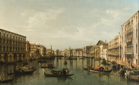 View of Grand Canal with the Palazzi Foscari and Moro Lin (oil on canvas)