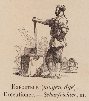 Le Vocabulaire Illustre: Executeur (moyen age); Executioner; Scharfrichter (engraving)