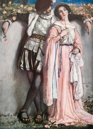 Beatrice and Benedick. Much Ado About Nothing – Act IV, Scene 1 (colour litho)