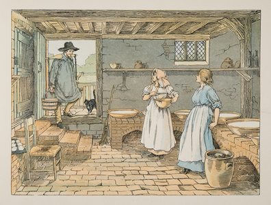 The Dairyman, from Four and Twenty Toilers, pub. 1900 (colour litho)