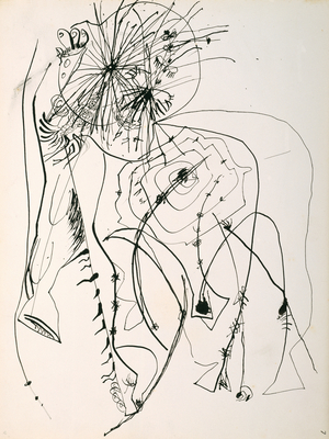 Untitled (O'Connor-Thaw 776) from a suite of notebook drawings, c.1946-47 (India ink on paper)