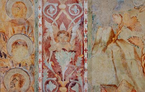Detail of the decorative frieze between the first and second scenes of the Apocalyptic Visions, c.1277-83 (fresco)
