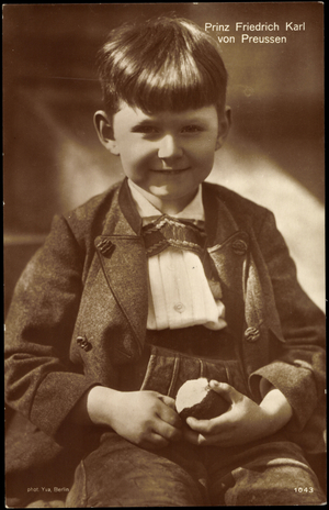 Prince Frederick Charles of Prussia as a little boy (b/w photo)